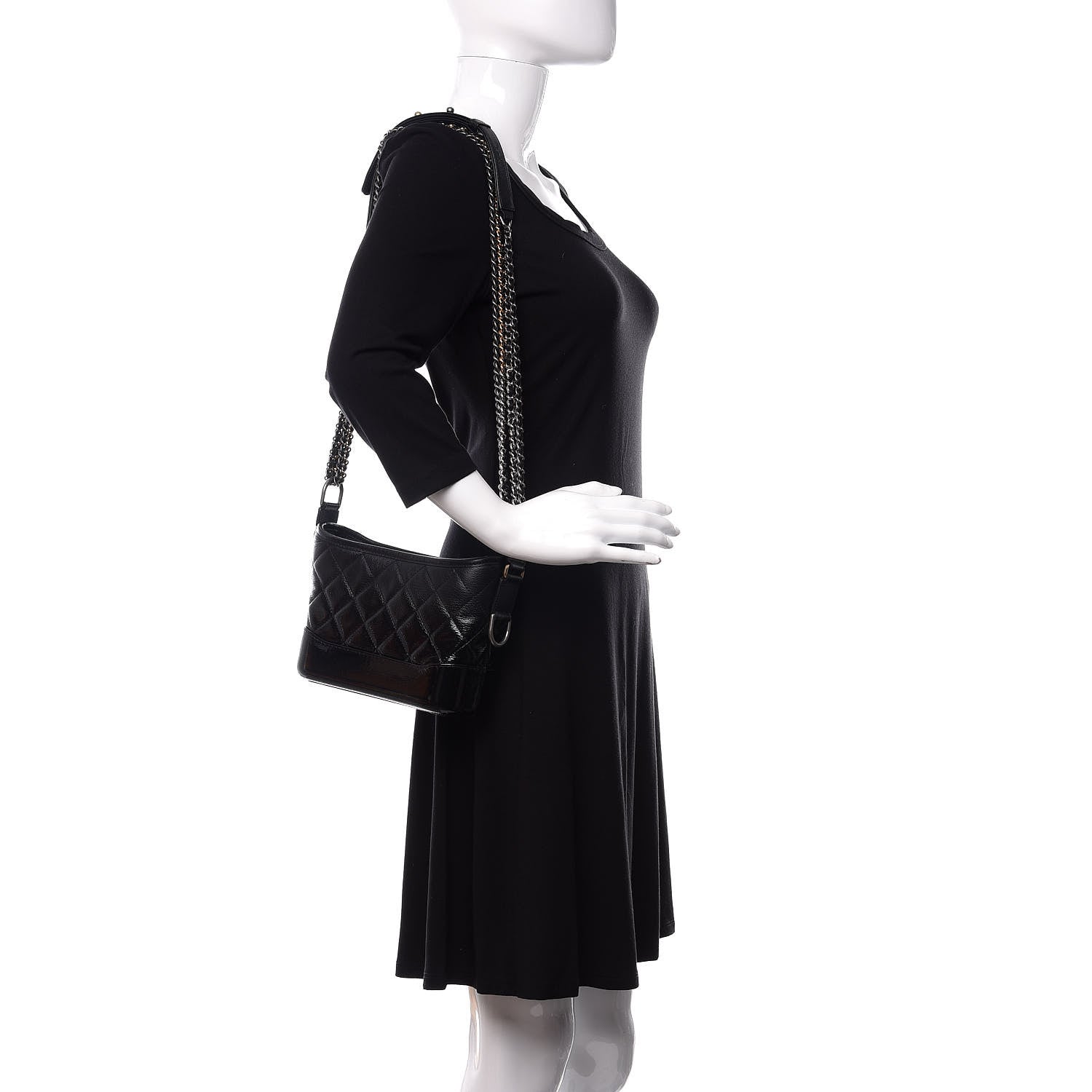 Chanel Patent Goatskin Quilted Small Gabrielle Hobo Black 2 of 12