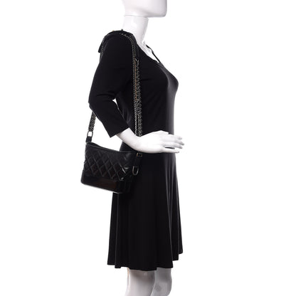 Chanel Patent Goatskin Quilted Small Gabrielle Hobo Black 2 of 12