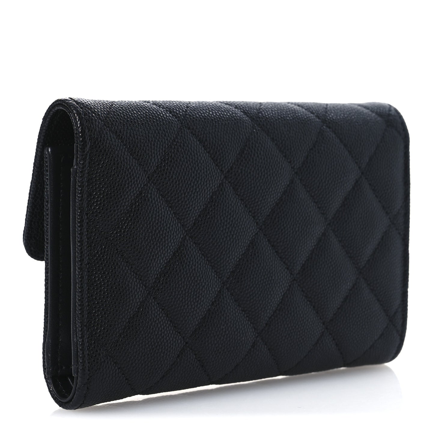 Caviar Quilted Crystal CC Medium Flap Wallet Black