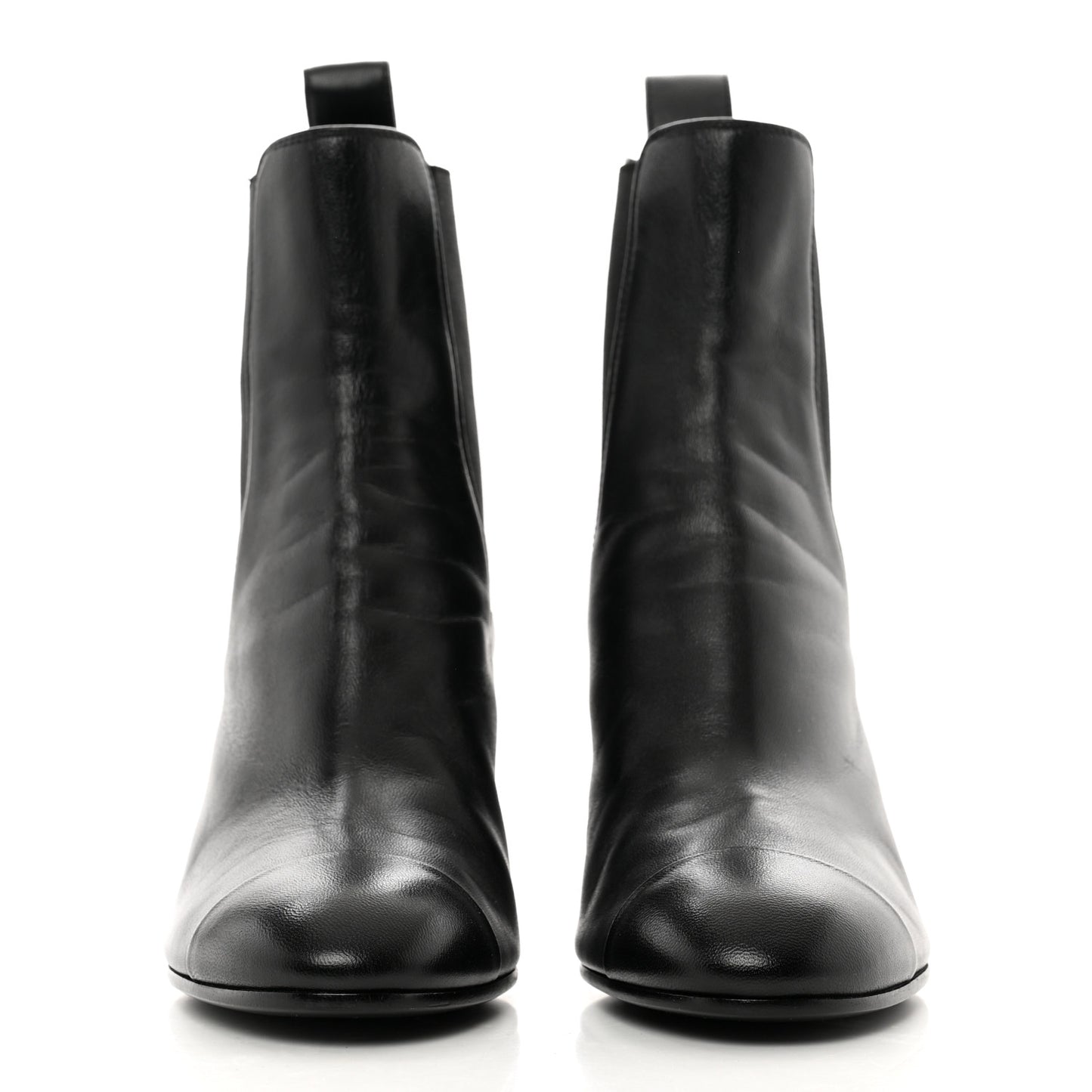 Lambskin Cap Toe CC Short Ankle Boots 36.5 Black
