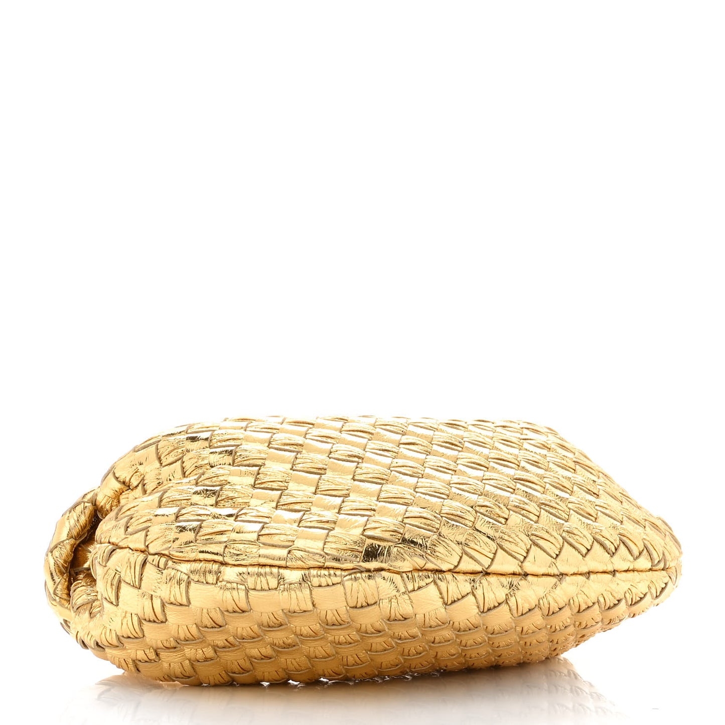 Laminated Calfskin Pressed Intreccio Mini Jodie Gold