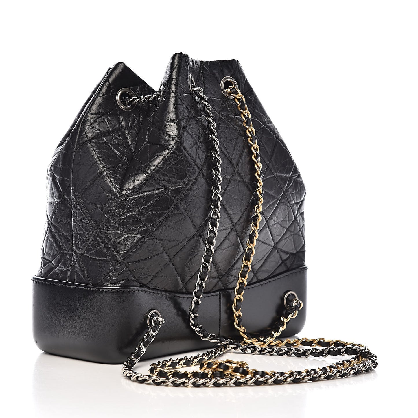 Aged Calfskin Quilted Small Gabrielle Backpack Black