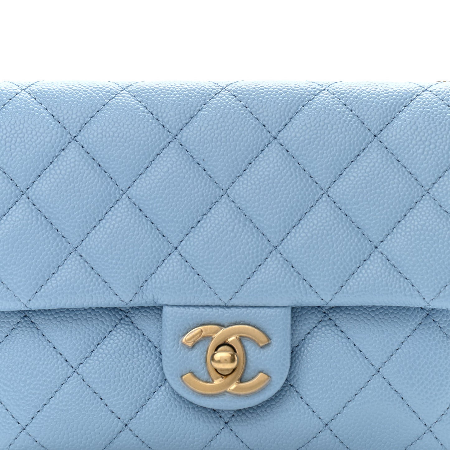 Shiny Caviar Pick Me Up Flap Belt Bag Light Blue