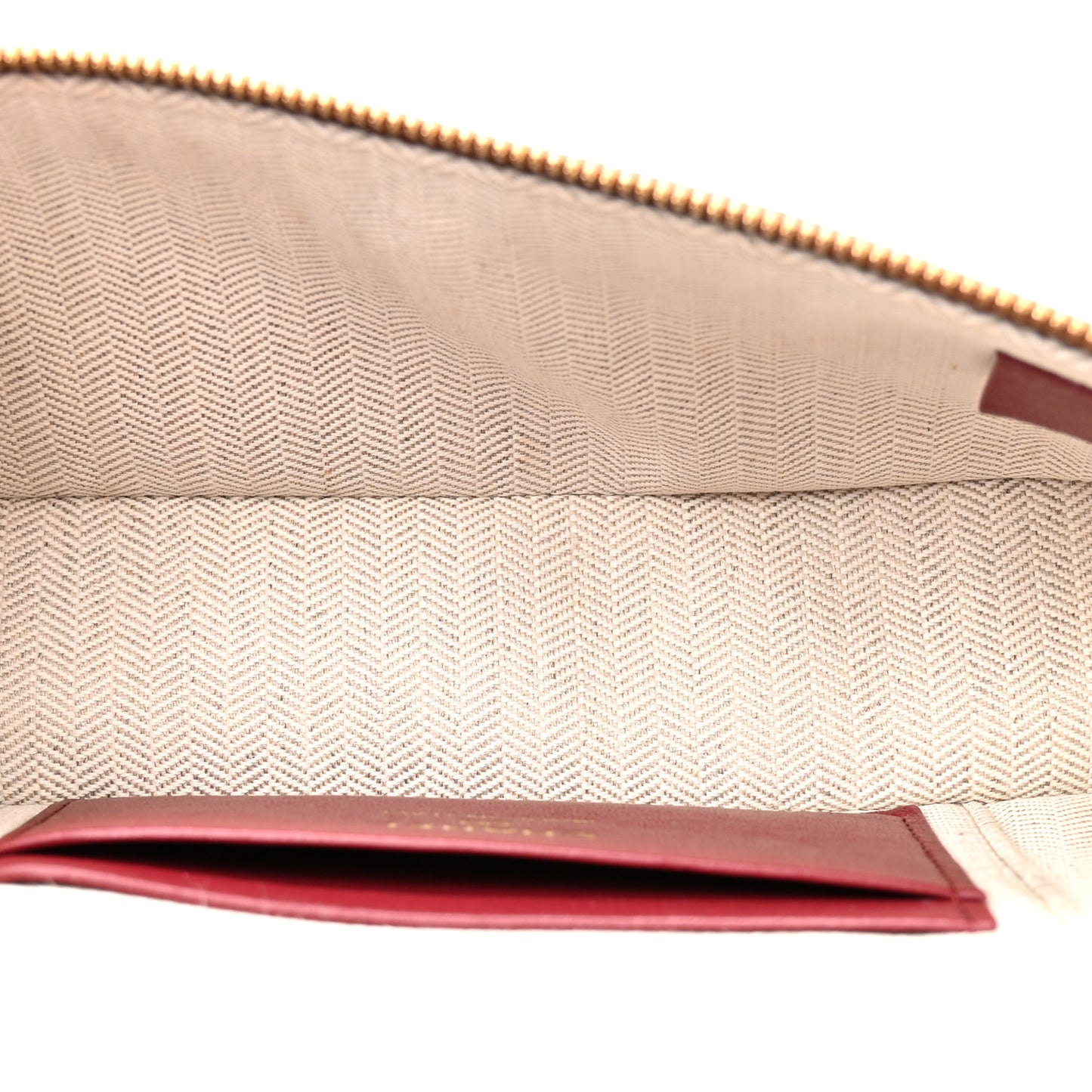 Grained Calfskin Top Handle Slim Vanity Case With Chain Camel