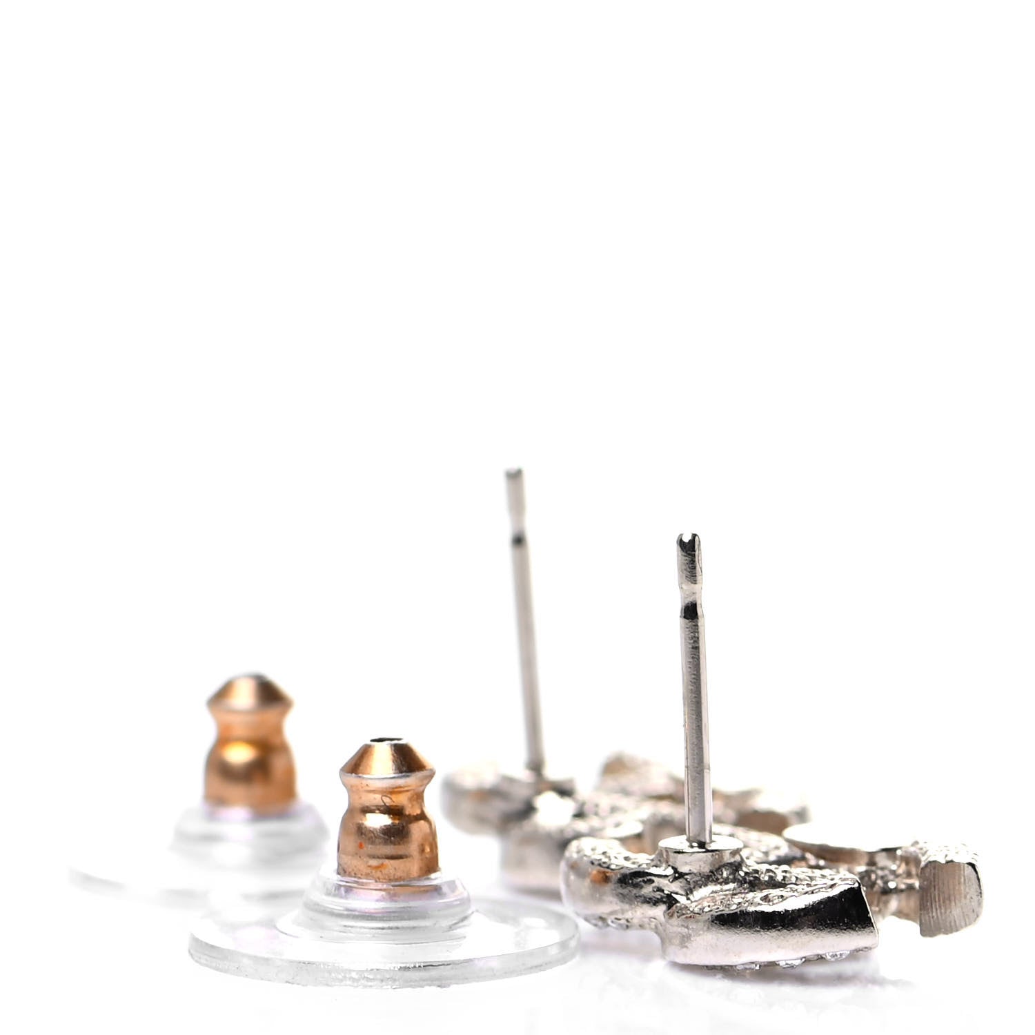 Chanel Crystal CC Earrings Light Gold 3 of 4