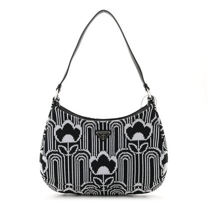 Prada Maglia Jacquard Cleo Shoulder Bag Black White 1 of 9