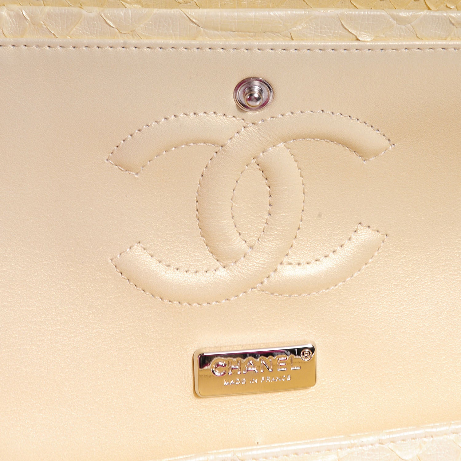 Chanel Python Beaded Medium Double Flap Light Yellow 10 of 11