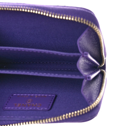 Chanel Caviar Quilted Zip Around Coin Purse Wallet Purple 5 of 10