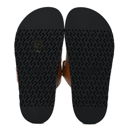 Hermes Calfskin Womens Chypre Sandals 38.5 Gold 5 of 9