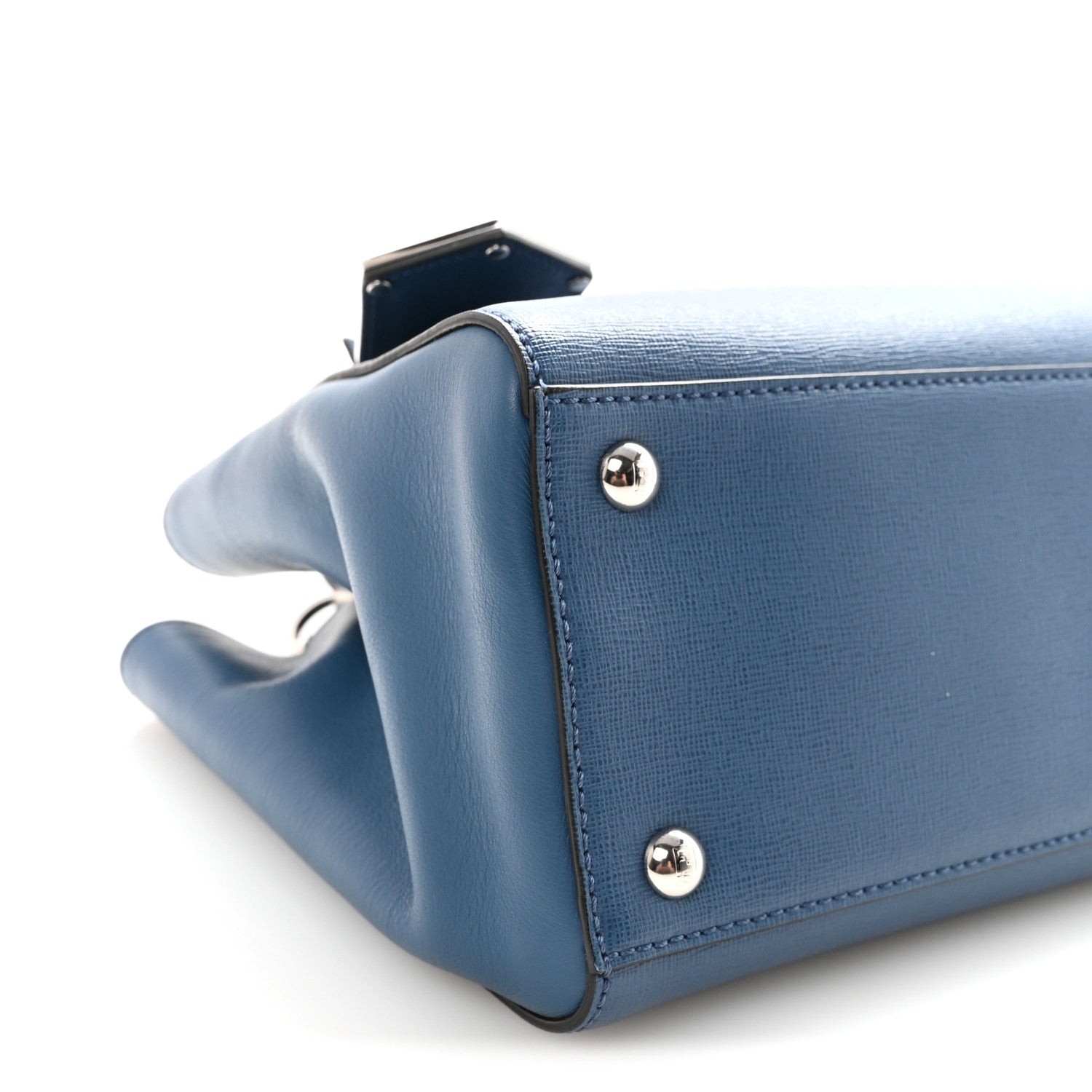 Fendi Vitello Elite Petite 2Jours Tote Blue Cobalto 9 of 10