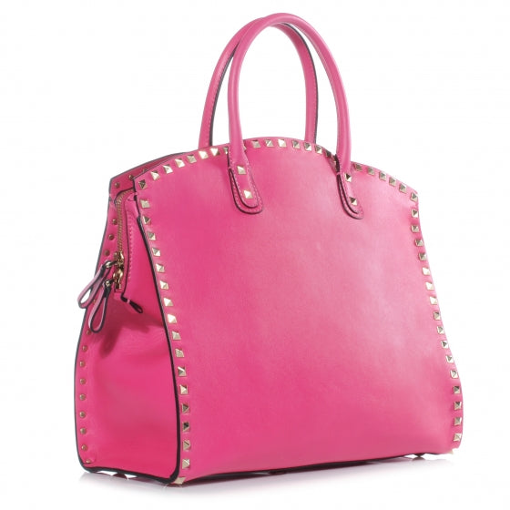 Vitello Rockstud Dome Shopper Pink