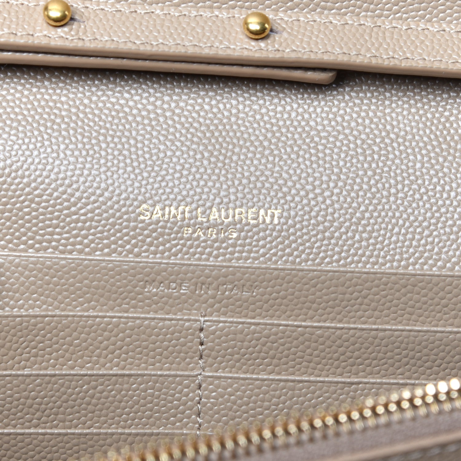 Saint Laurent Grain De Poudre Matelasse Chevron Monogram Chain Wallet Nude Powder 6 of 8