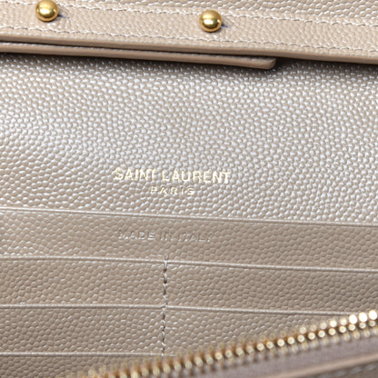 Saint Laurent Grain De Poudre Matelasse Chevron Monogram Chain Wallet Nude Powder 6 of 8