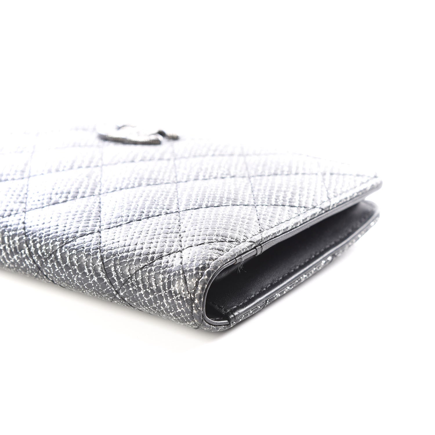 Chanel Glittered Calfskin Quilted Yen Wallet Black 8 of 10