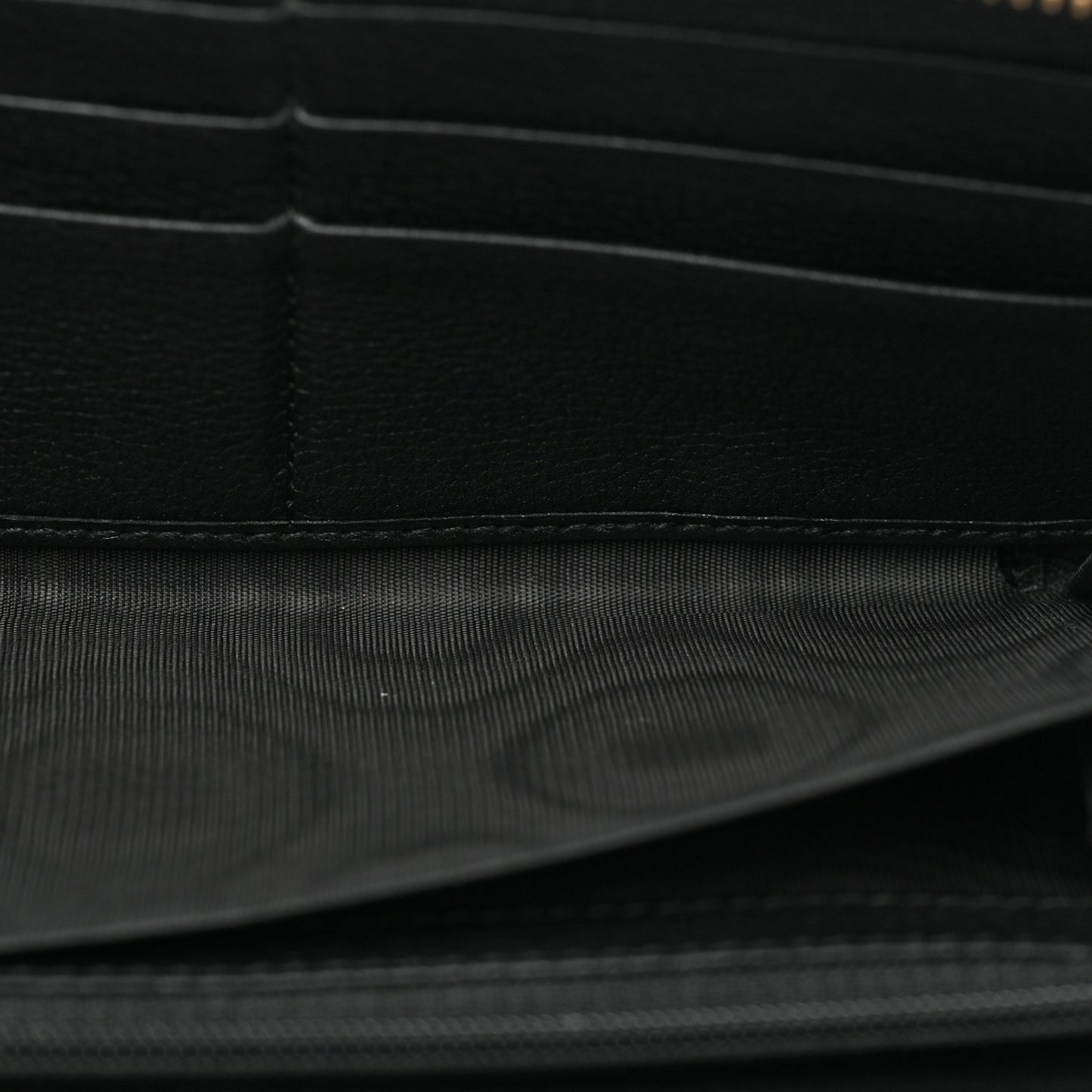 Calfskin Logo Zip Around Wallet Black
