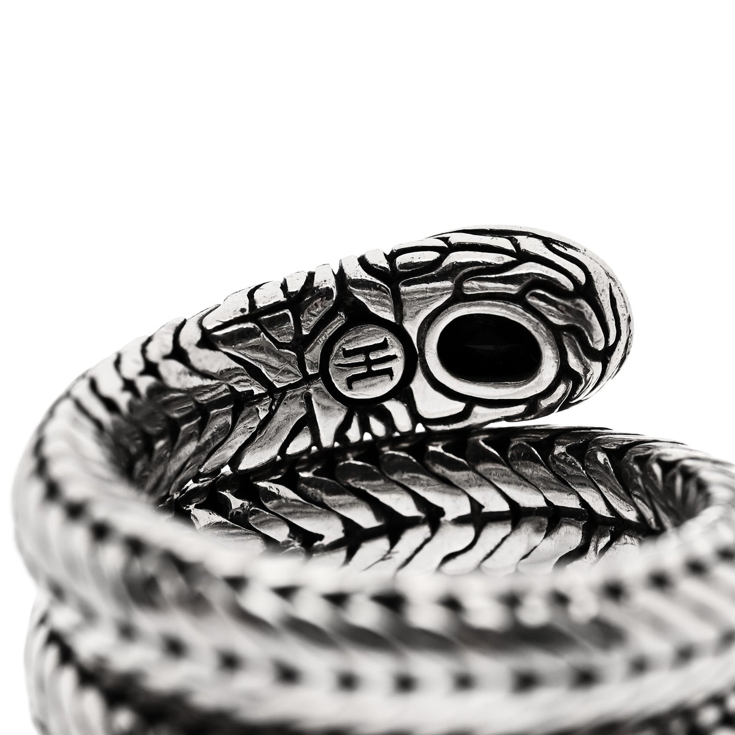Sterling Silver Black Onyx Batu Coil Ring 54 7