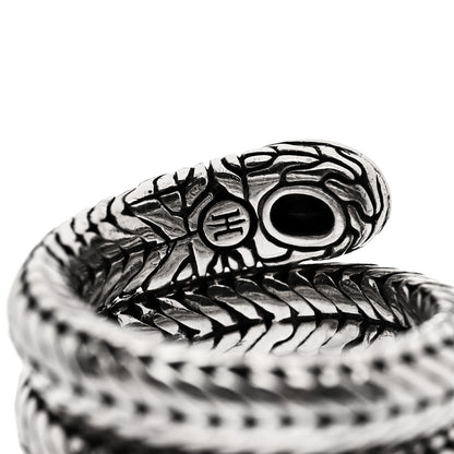 John Hardy Sterling Silver Black Onyx Batu Coil Ring 54 7 4 of 5