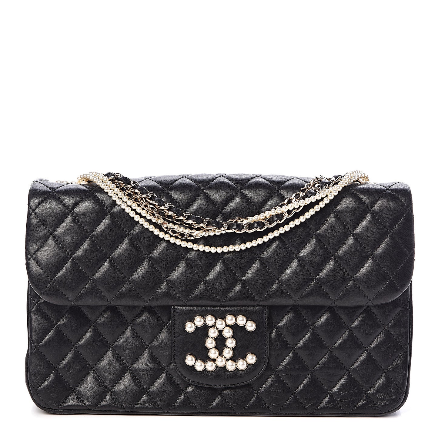 Lambskin Medium Westminster Pearl Flap Black