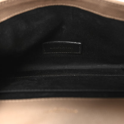 Saint Laurent Grain De Poudre Matelasse Chevron Monogram Cassandre Flap Pouch Dark Beige 5 of 11