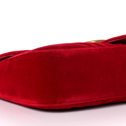 Gucci Velvet Matelasse Medium GG Marmont Shoulder Bag Hibiscus Red 9 of 16