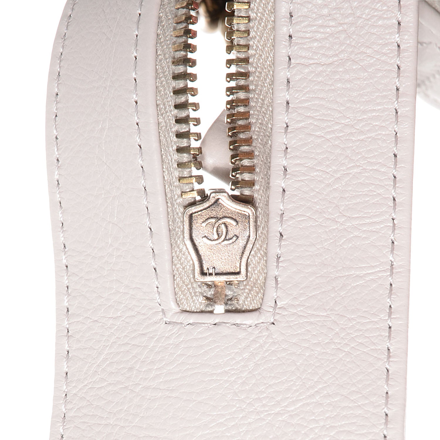 Chanel Calfskin Stitched Bowling Bag Light Grey 9 of 10