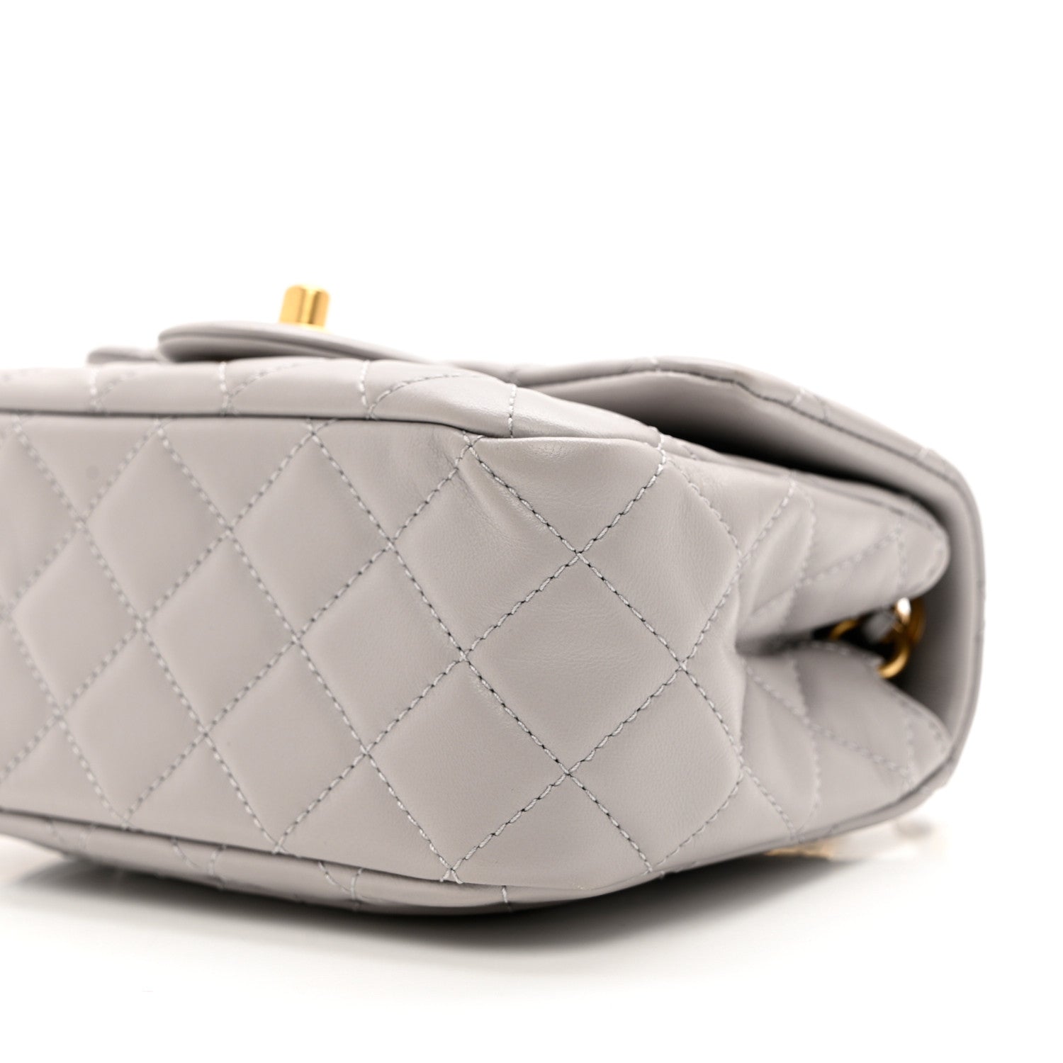 Chanel Lambskin Quilted Mini Pearl Crush Flap Light Grey 9 of 9