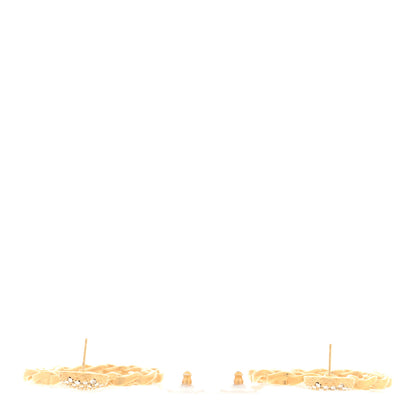 Chanel Metal Crystal CC Paris Chain Link Hoop Earrings Gold 3 of 5