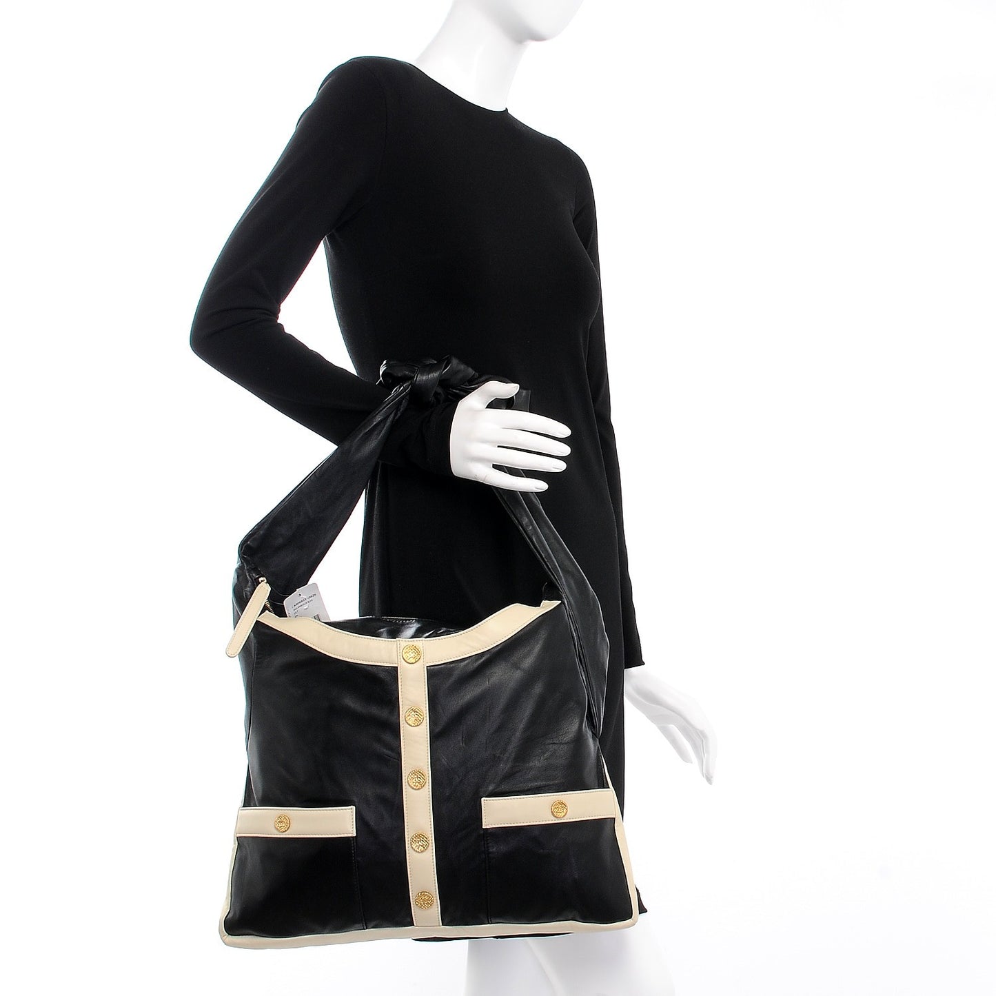 Lambskin Large Girl Bag Black Beige