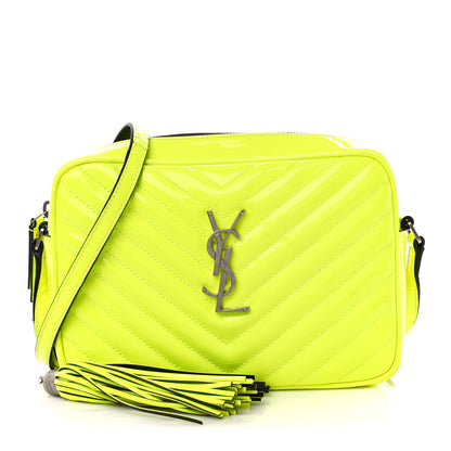 Saint Laurent Patent Calfskin Matelasse Monogram Lou Camera Bag Neon Yellow 1 of 13