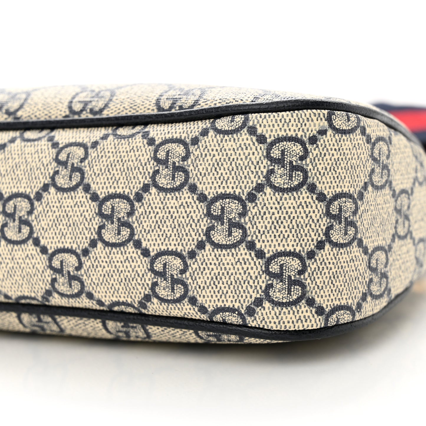 GG Supreme Monogram Textured Dollar Calfskin Web Small Ophidia GG Handbag Beige Blue