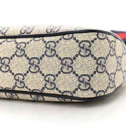Gucci GG Supreme Monogram Textured Dollar Calfskin Web Small Ophidia GG Handbag Beige Blue 10 of 10