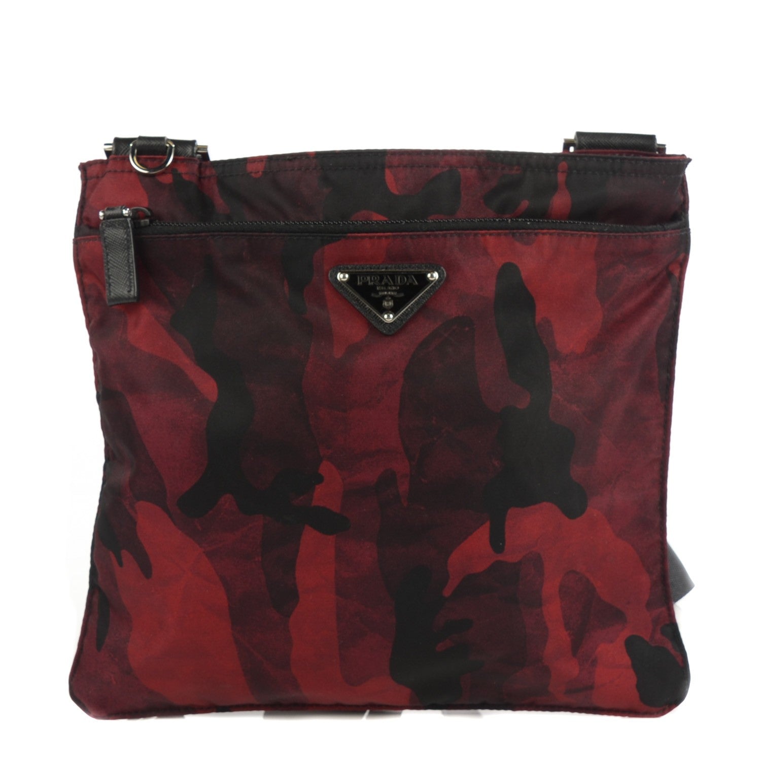 Prada Tessuto Nylon Camouflage Print Flat Messenger Bag Bordeaux 1 of 10