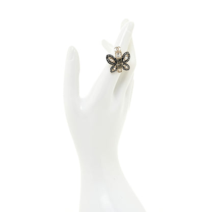Chanel Enamel Crystal Graduated Pearl Butterfly CC Ring 6 52 Gold Black 2 of 4