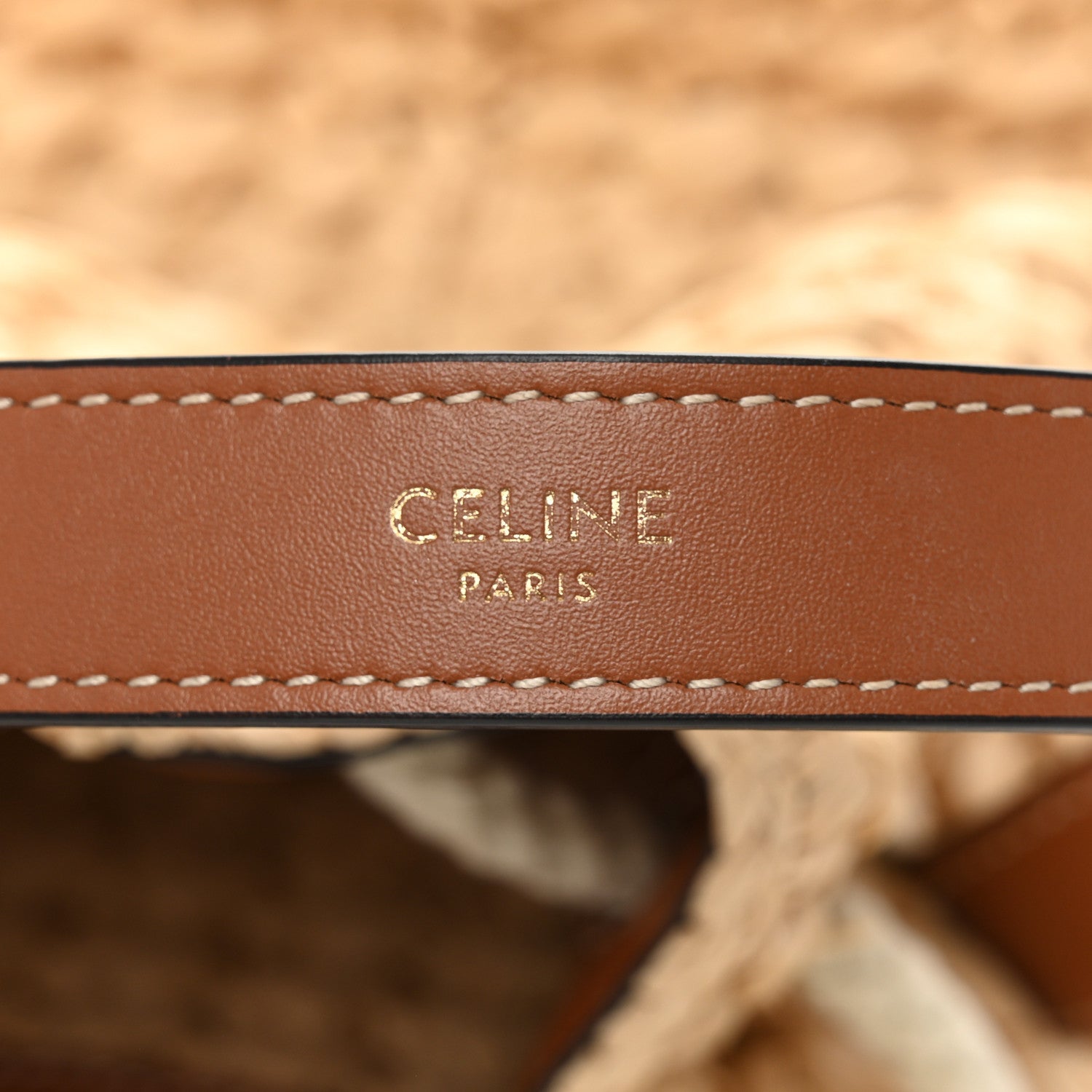 Celine Raffia Calfskin Drawstring Teen Natural Tan 6 of 11