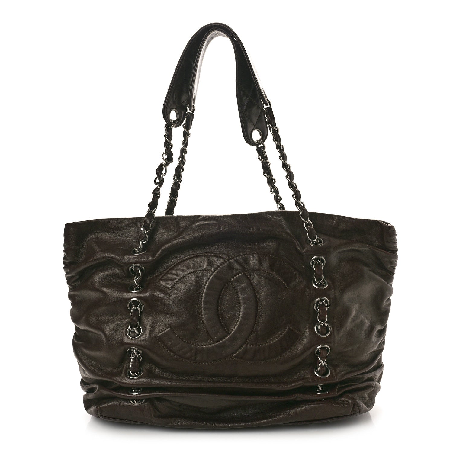 Chanel Calfskin East West Modern Chain Tote Dark Brown 1 of 9