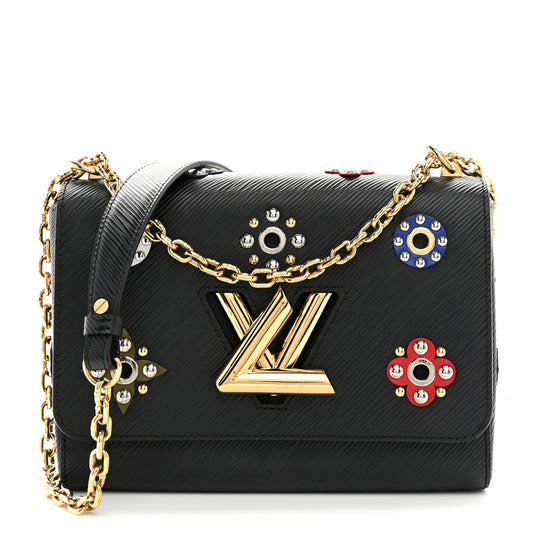Epi Mechanical Flowers Twist Shoulder Bag MM Black