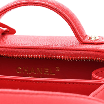 Chanel Caviar Quilted Small CC Filigree Vanity Case Red 12 of 15