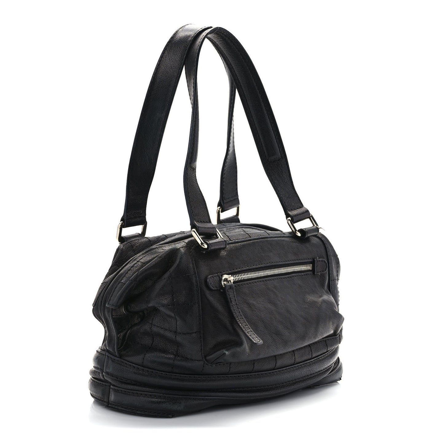 Goatskin Square Stitch Essential Bowler Black