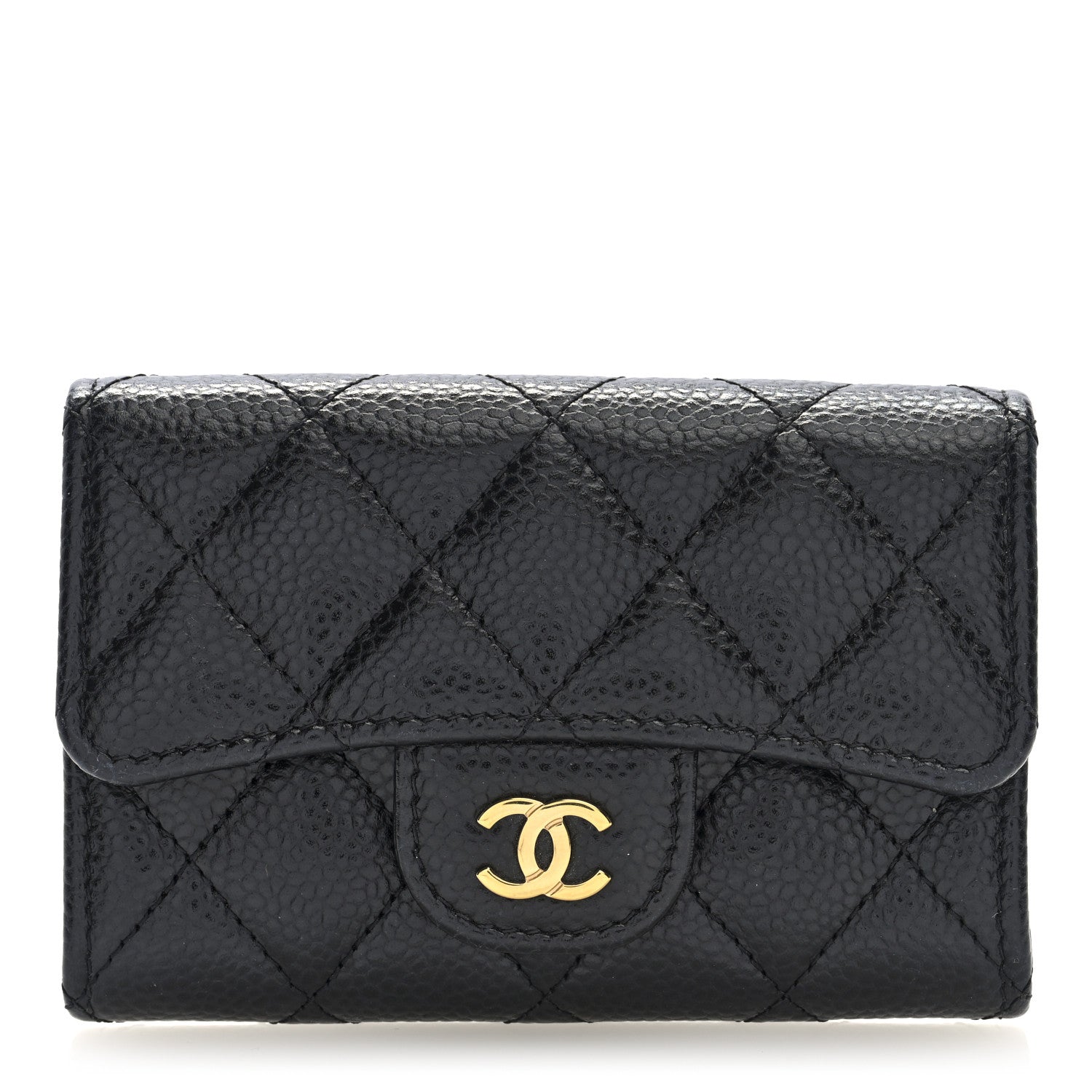 Chanel Caviar Quilted Flap Card Holder Wallet Black 1 of 7