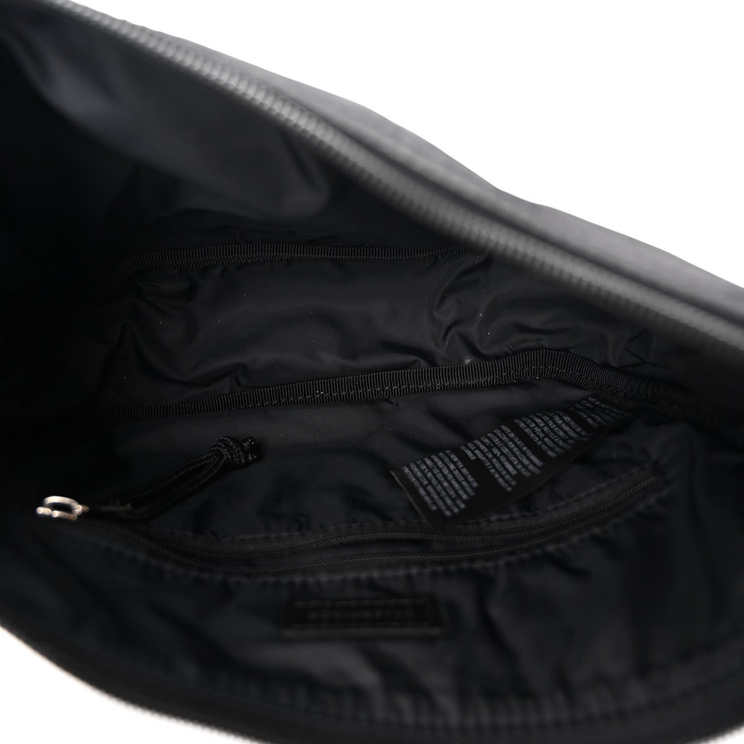 Recycled Sport Nylon Logo Embroidered Wheel Sling Bag Black White