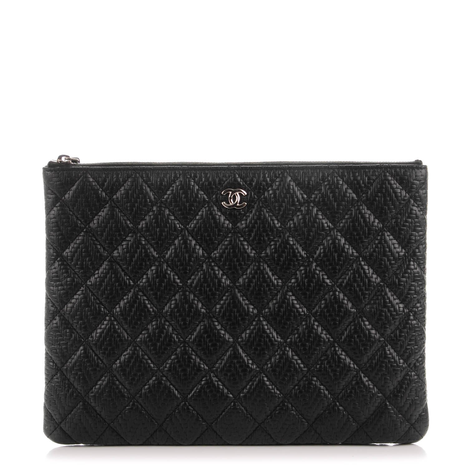 Chanel Woven Lambskin Quilted Medium Cosmetic Case Black 1 of 7