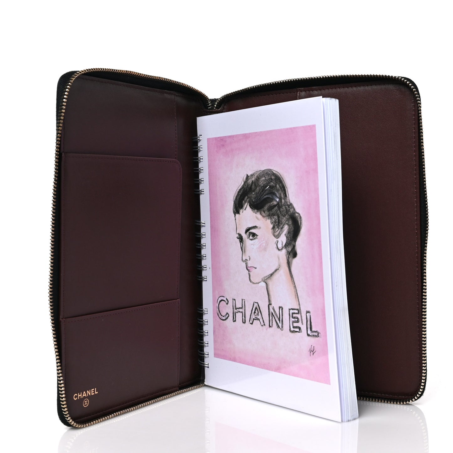 Caviar Quilted Zip Around Notebook Agenda Cover Black