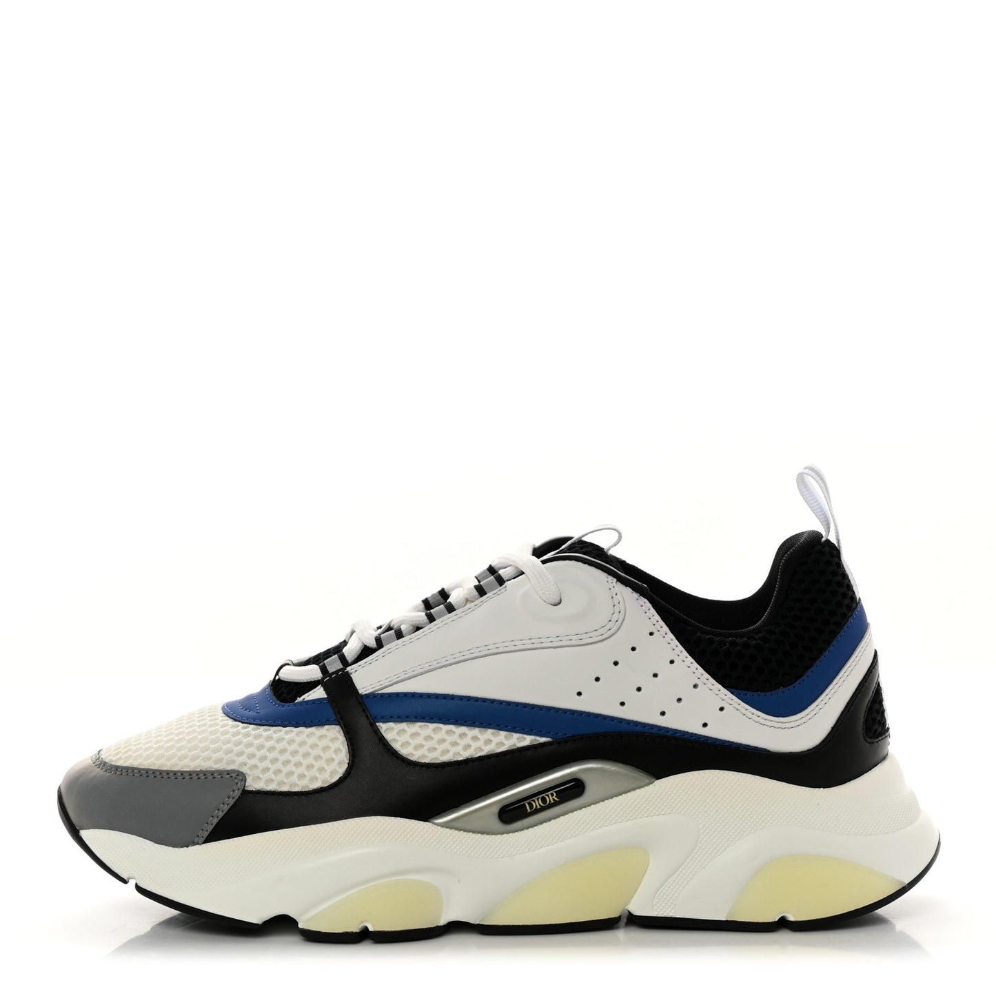 Technical Mesh Calfskin Mens B22 Sneakers 43 White Black Blue