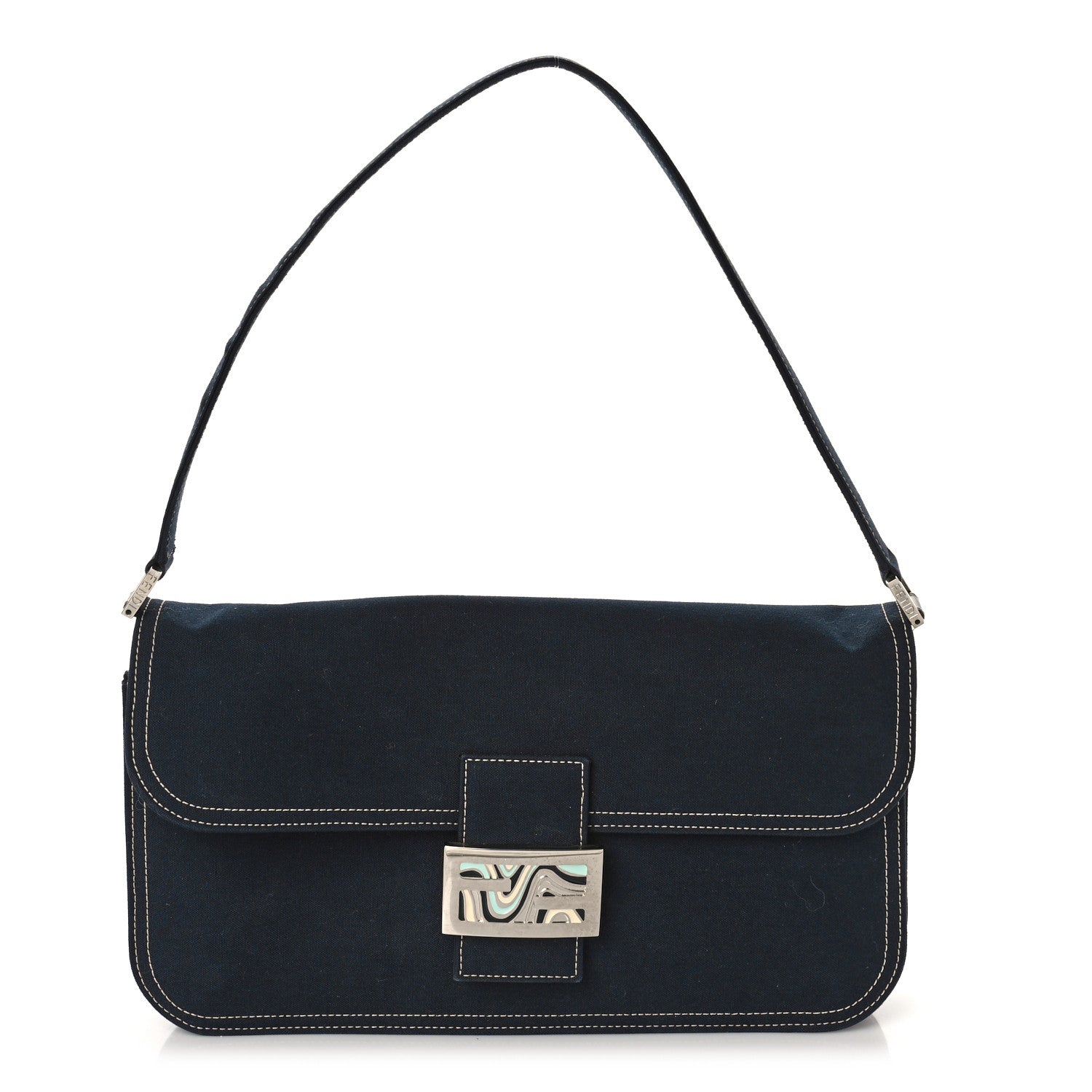 Fendi Denim Baguette Blue 1 of 8