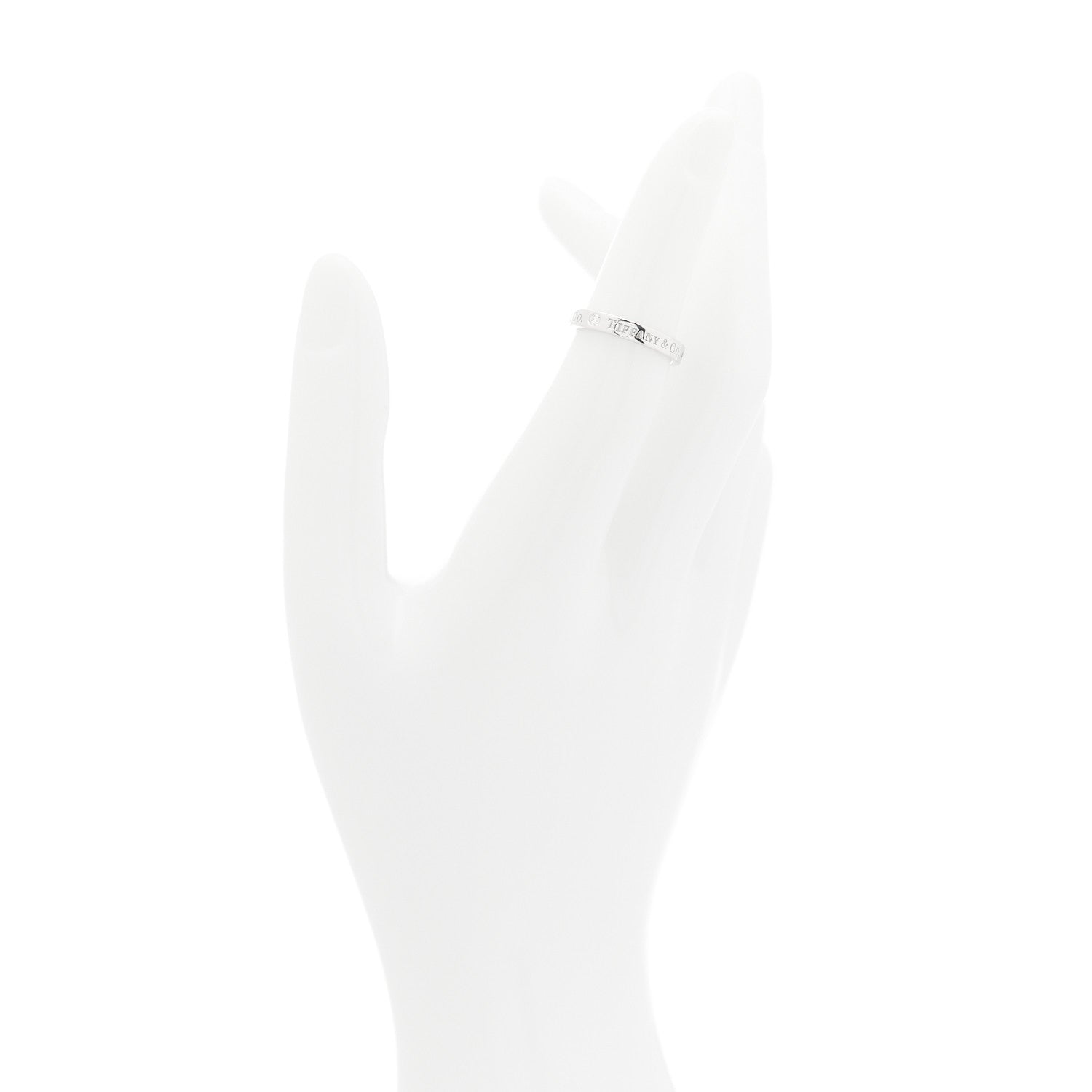 Tiffany Platinum Diamond Logo Band Ring 48 4.5 2 of 4