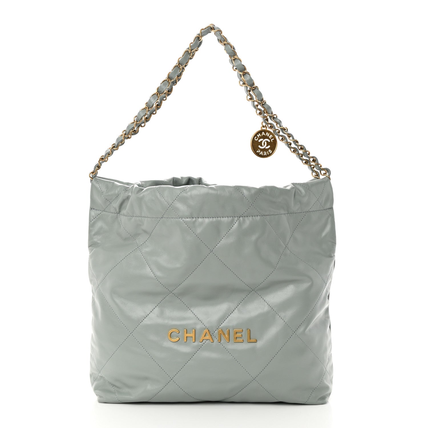 Chanel Shiny Calfskin Quilted Small Chanel 22 Grey 3 of 11