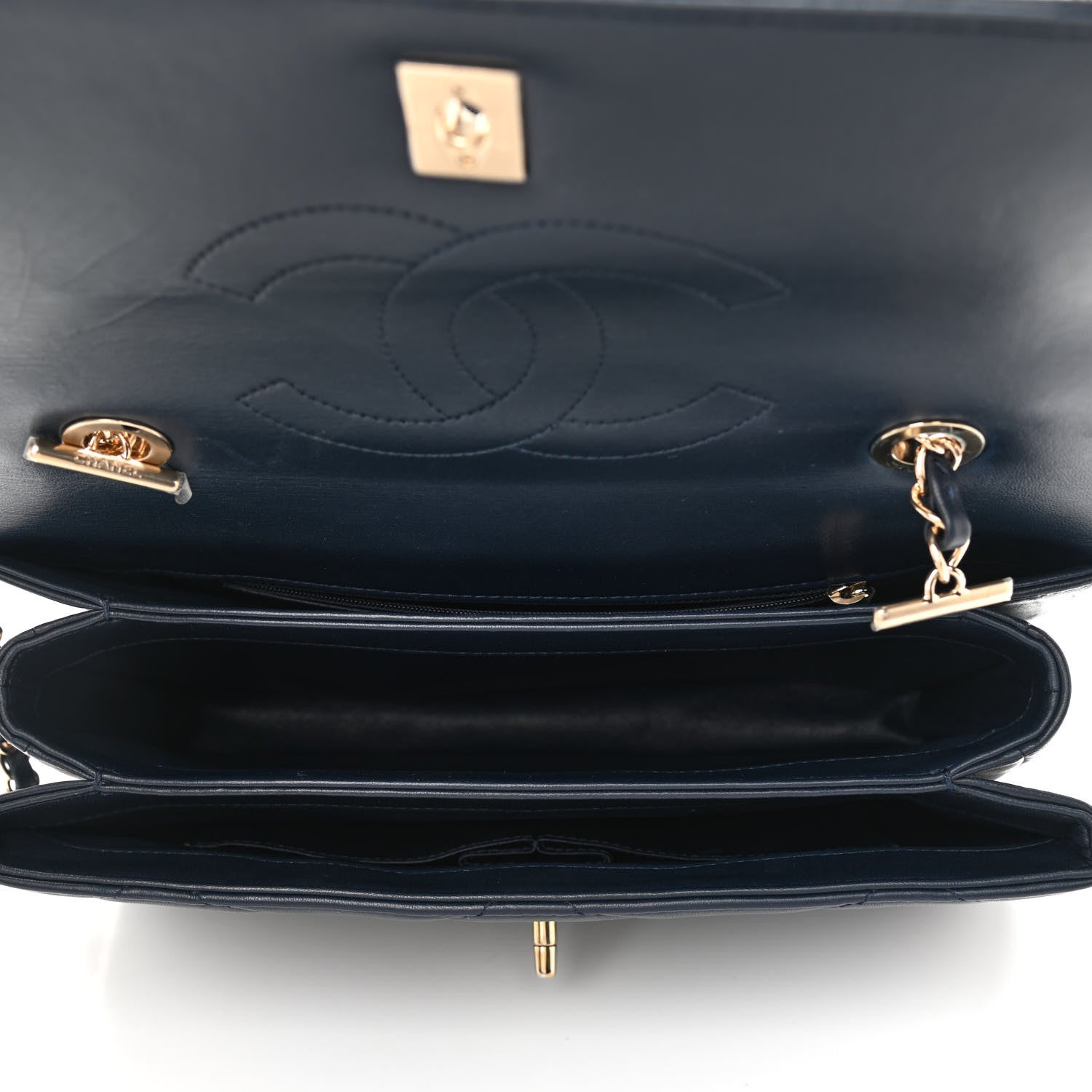 Chanel Lambskin Quilted Medium Trendy CC Flap Dual Handle Bag Navy Blue 5 of 10