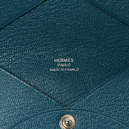 Hermes Chevre Mysore Calvi Card Case Vert Bosphore 6 of 6