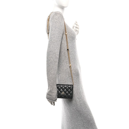 Chanel Lambskin Quilted CC Pearl Enamel Clutch on Chain WOC Black 2 of 13