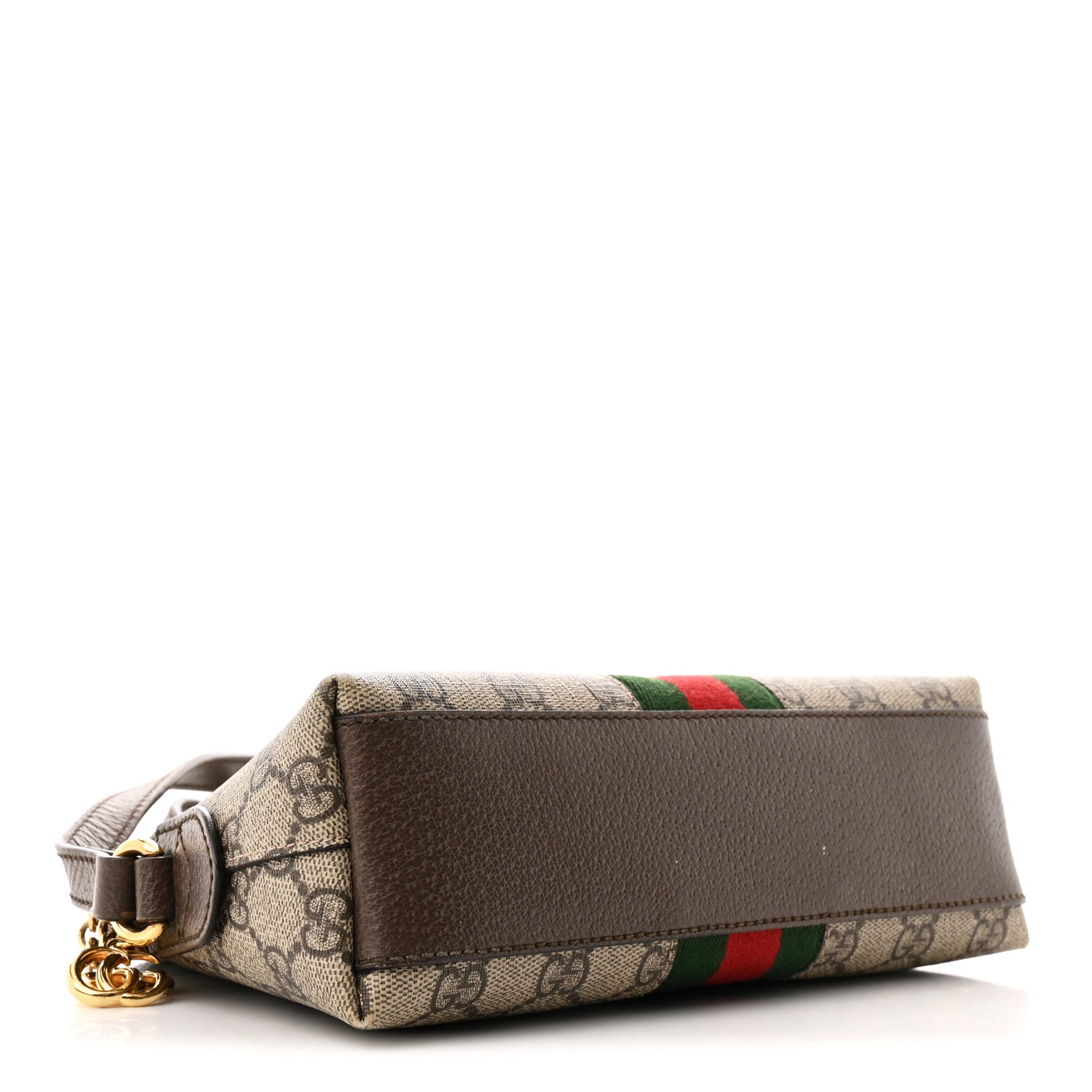 Gucci GG Supreme Monogram Textured Dollar Calfskin Web Small Ophidia Dome Shoulder Bag Beige Ebony New Acero 4 of 12